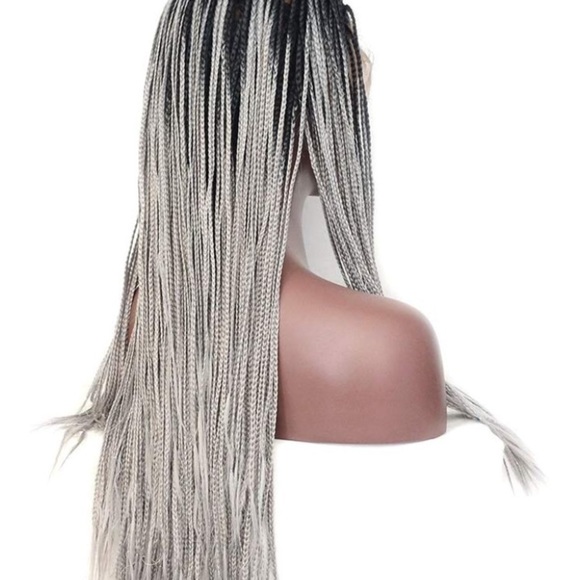 ?Zhane 24 ”GREY&BLACK OMBRÉ Braided LaceFront WIG